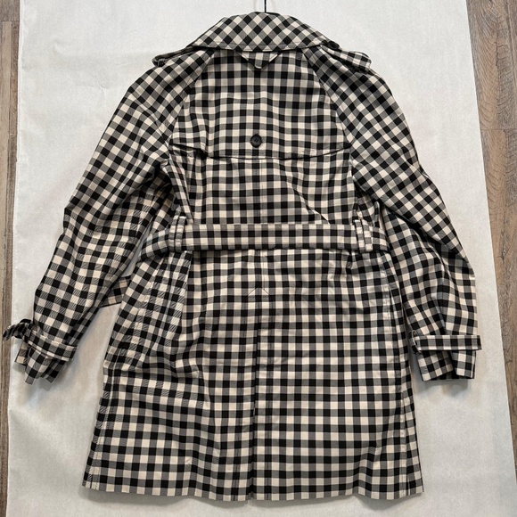Coach | Black and Ivory Gingham Mid Length Trench Coat Size 10 - Picture 12 of 16